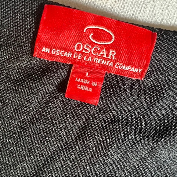 Oscar by Oscar De La Renta Long Sleeve Beaded Embroidered Black Mesh Top, Large - Picture 7 of 8